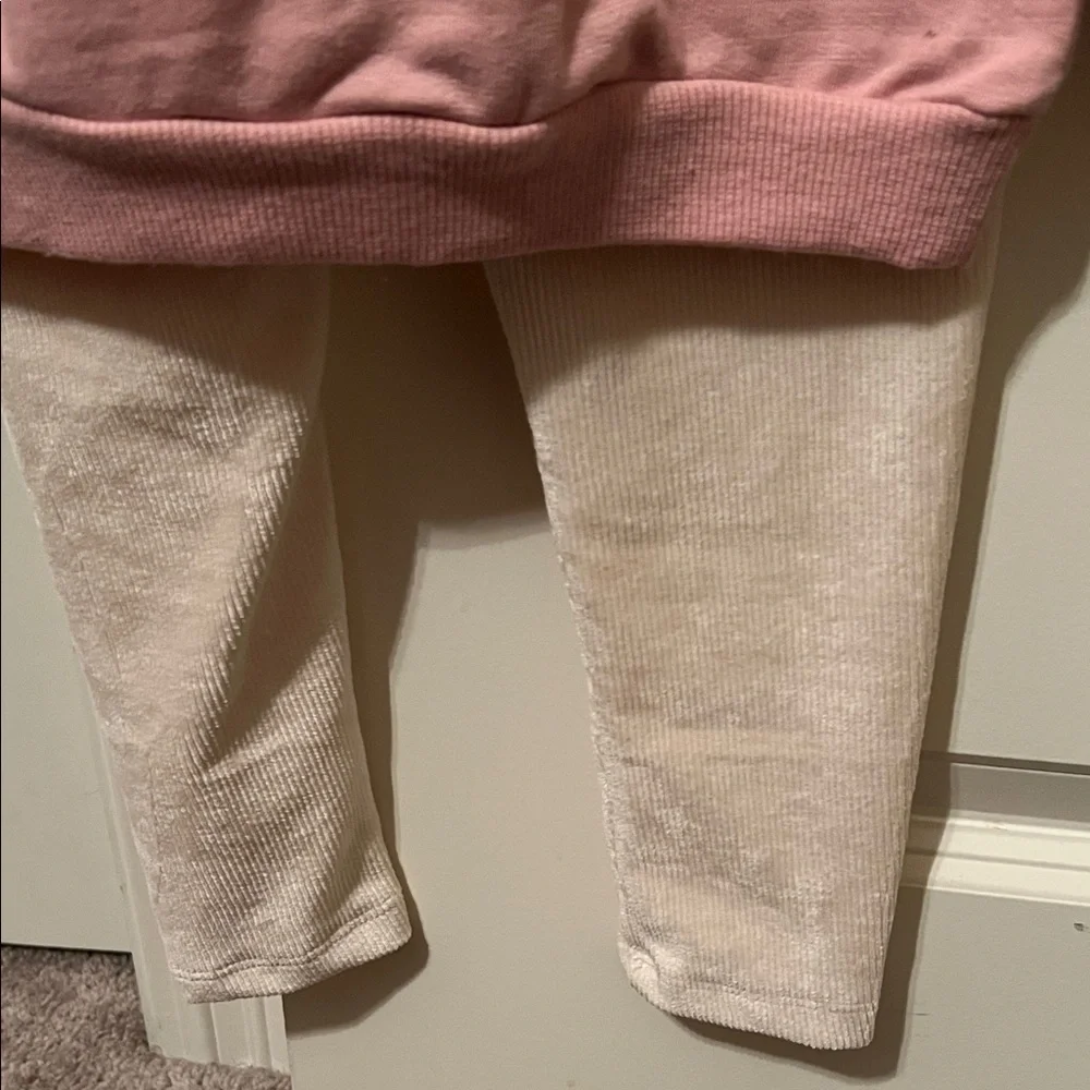 NWT Jessica Simpson Pink Long-Sleeve Top with Sheer Sleeves & Cream Leggings 4T